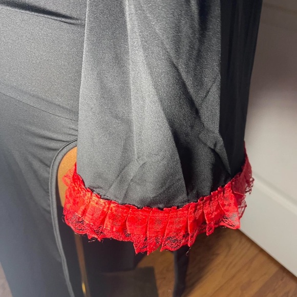 Black Gothic Dress with Red Trim M - Picture 7 of 8
